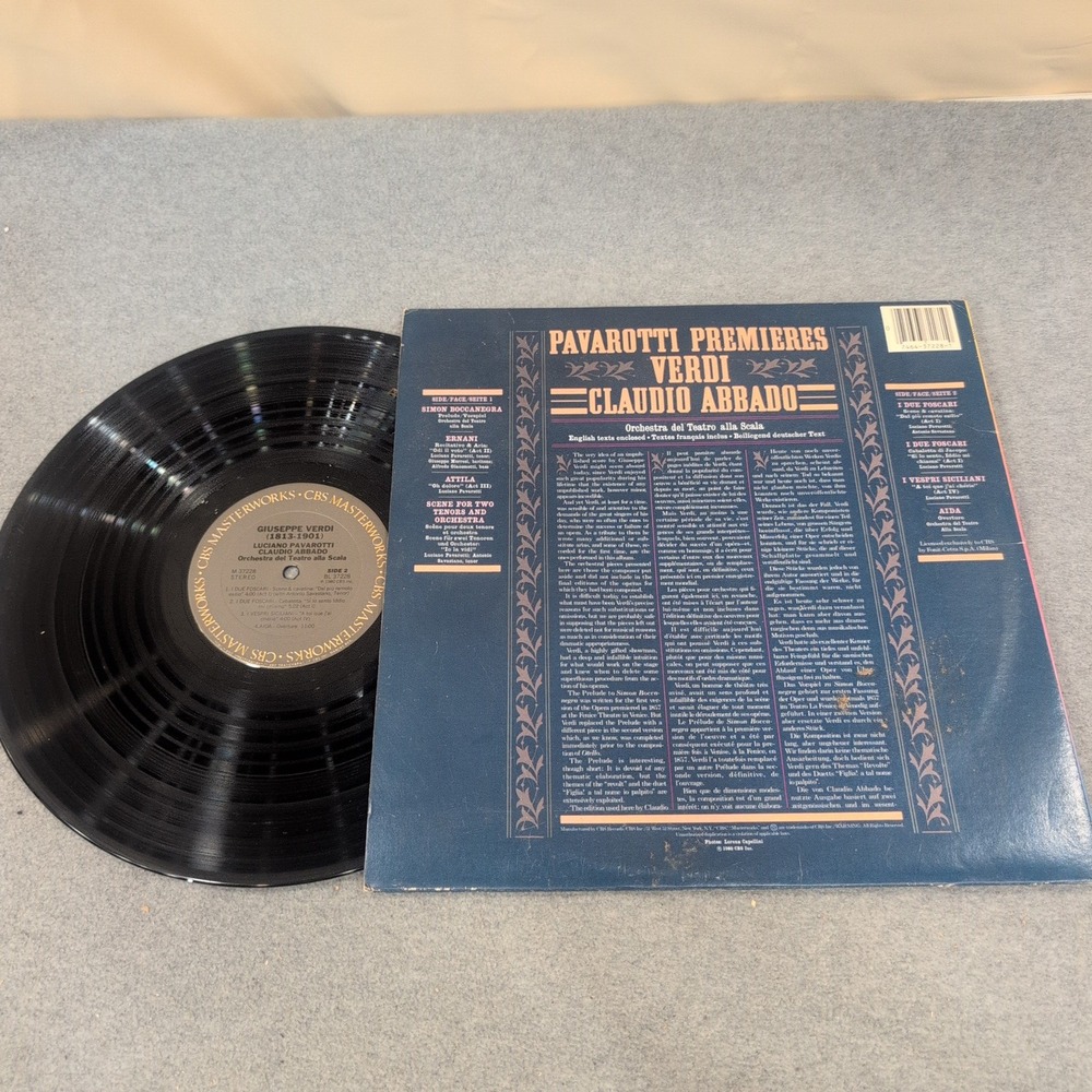 Pavarotti Premieres Verdi Claudio Abbado CBS Masterworks Vinyl LP 37228 - Picture 2 of 2